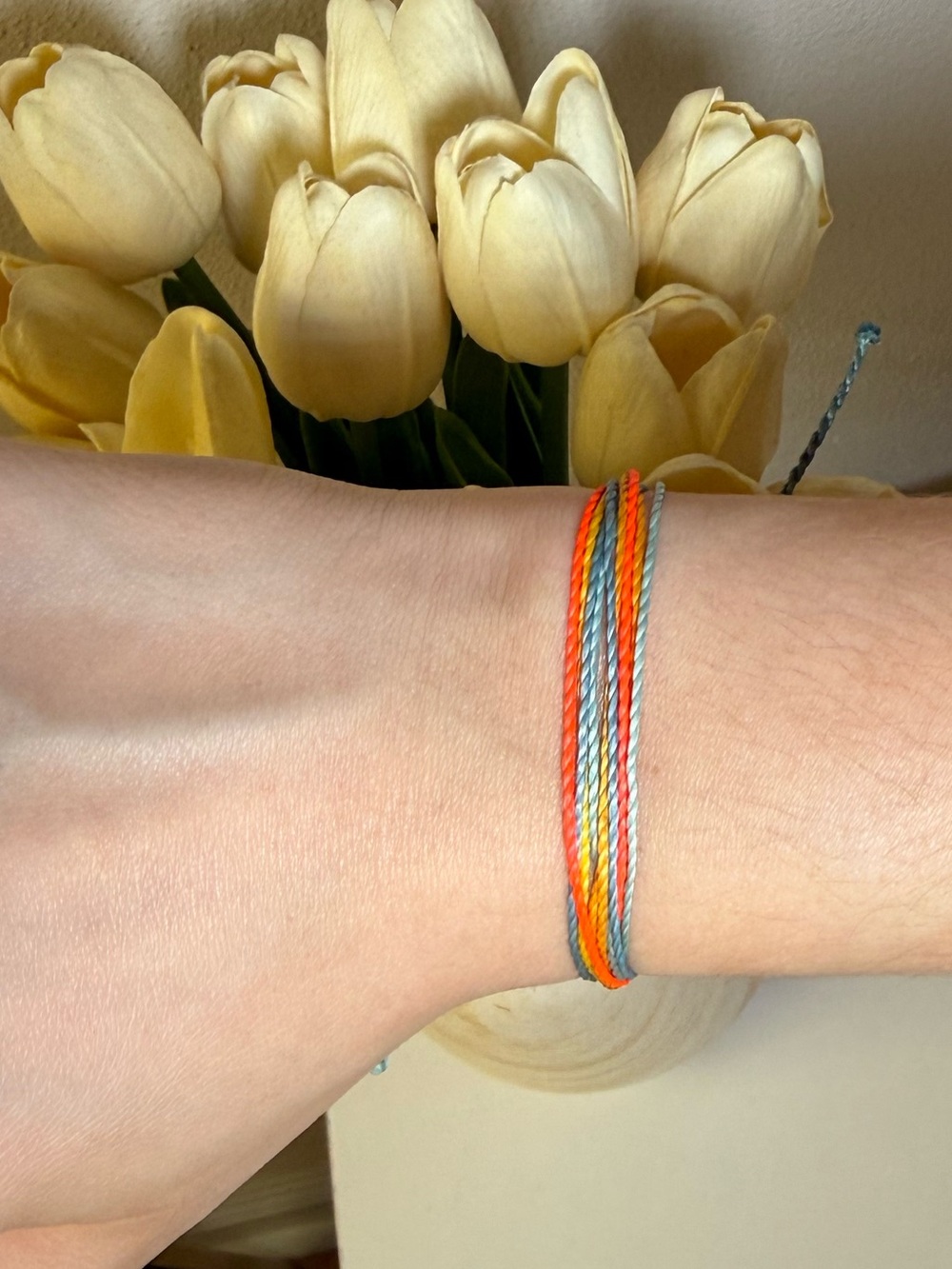 Pura Vida Multicolor Thread Bracelet - Orange, Yellow, Blue, Pink